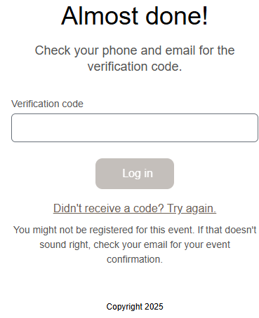 Video Library log on screen 2: enter verification code from your email or phone notification