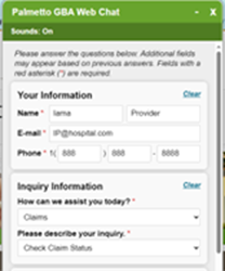 Chat's initial screen view.